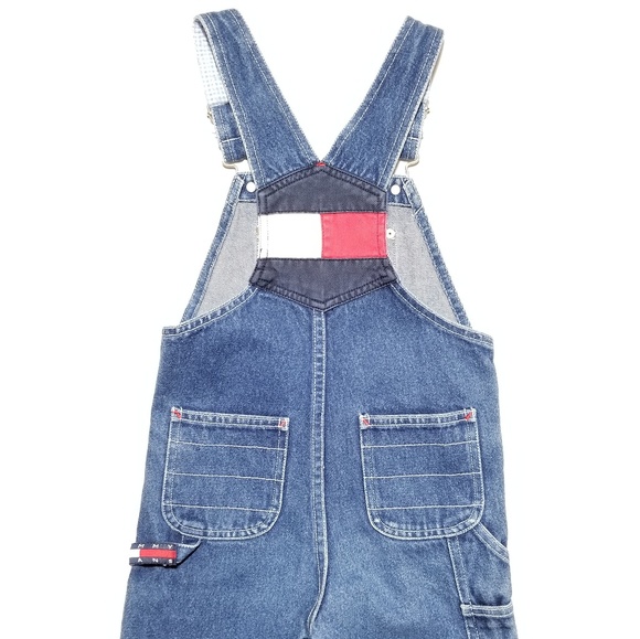 Vtg Tommy Hilfiger Bib Denim Jean Long Overalls - Picture 7 of 8